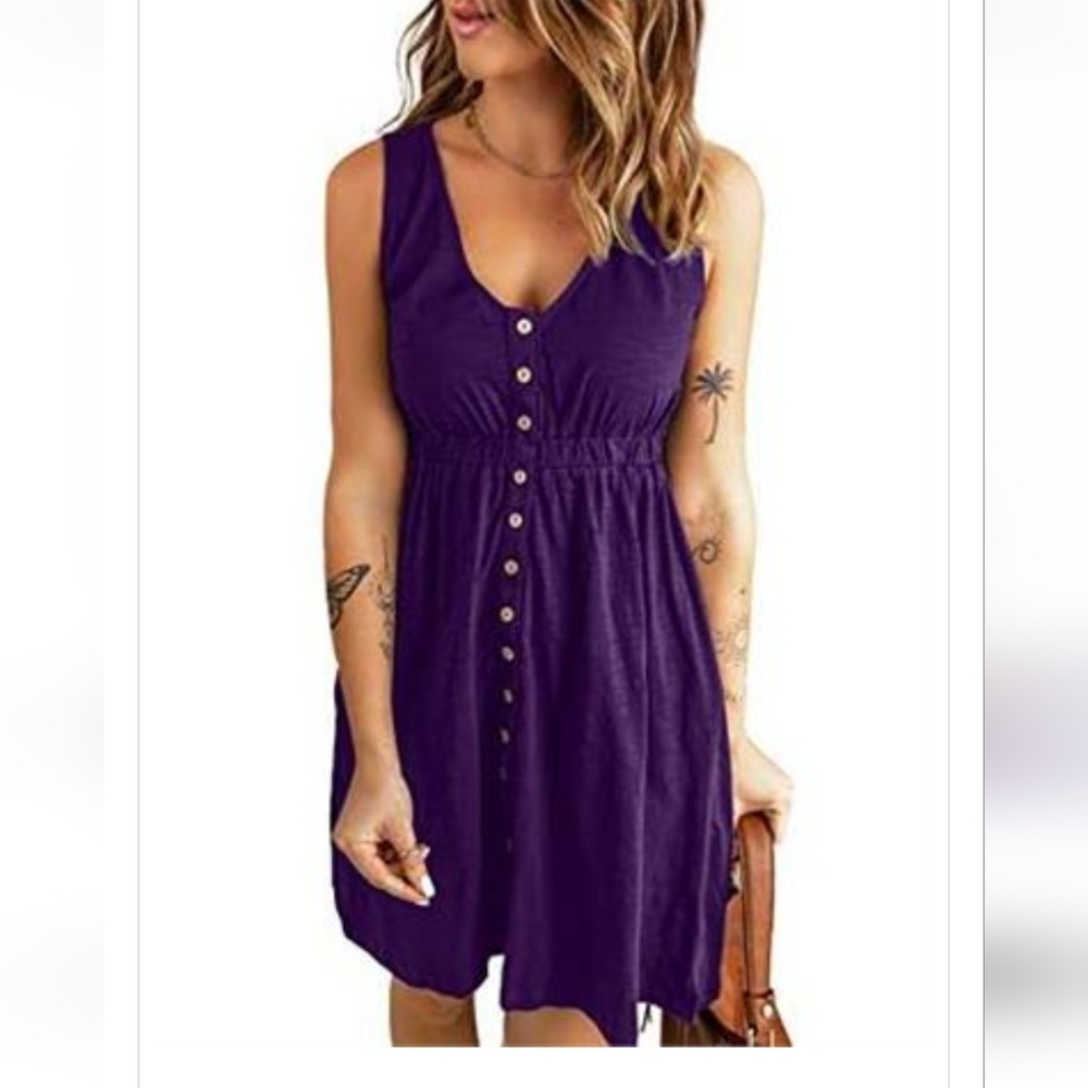 Blencot Button Front Sleeveless Dress